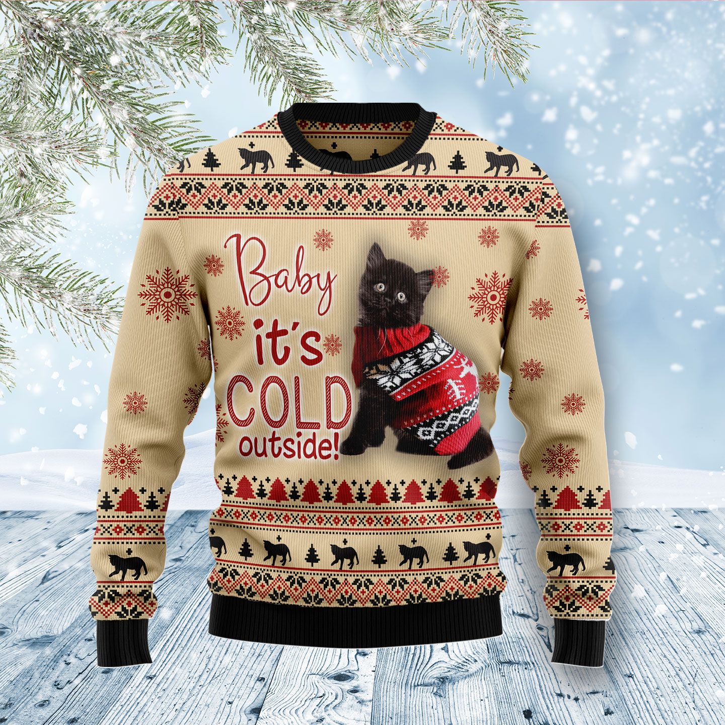 Black Cat Baby D2810 Ugly Christmas Sweater