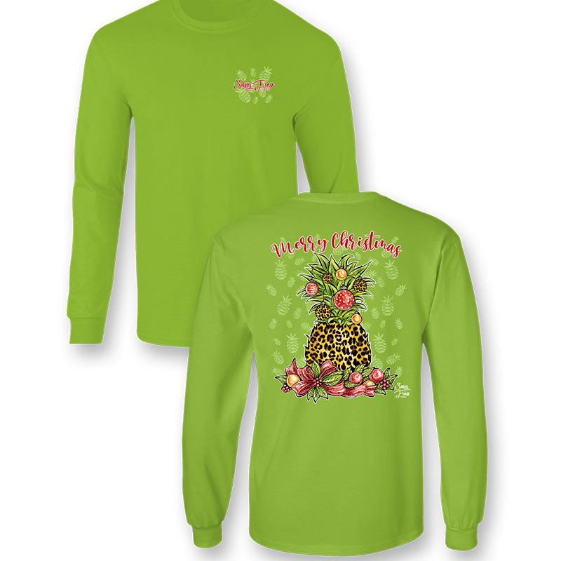 Sassy Frass Christmas Leopard Pineapple Long Sleeve T-Shirt