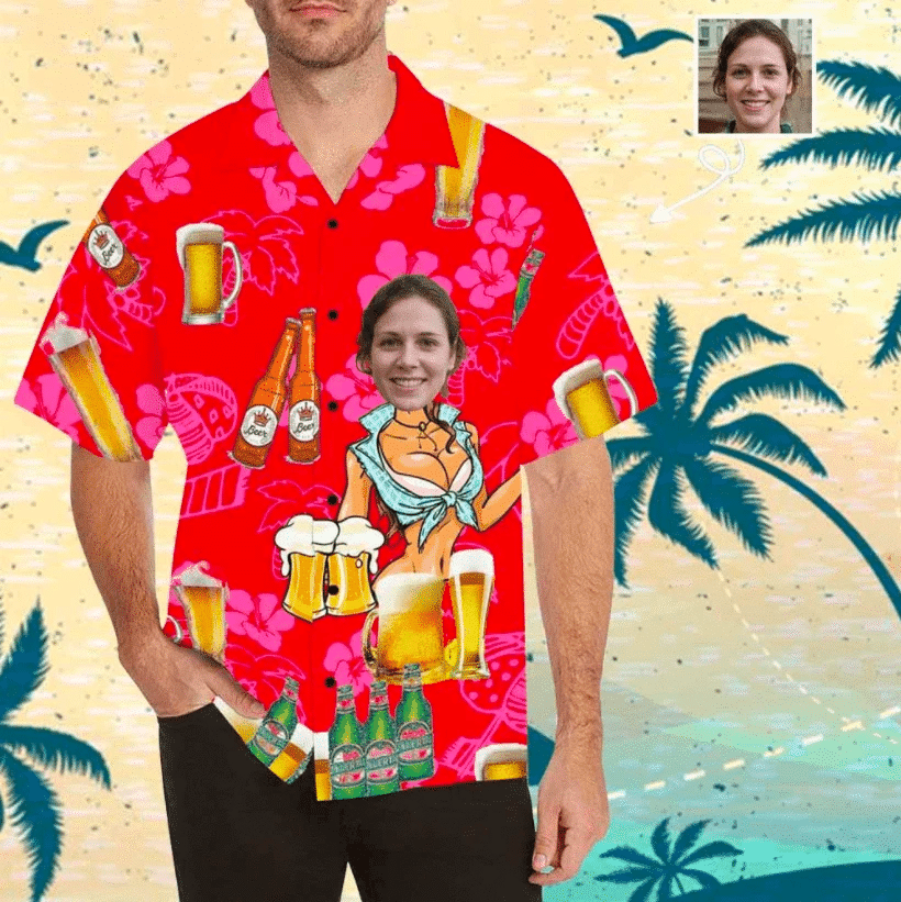 Cover Your Body With Amazing Funnycustom Face Beer Unisex Hawaii Aloha Shirts Ha4038