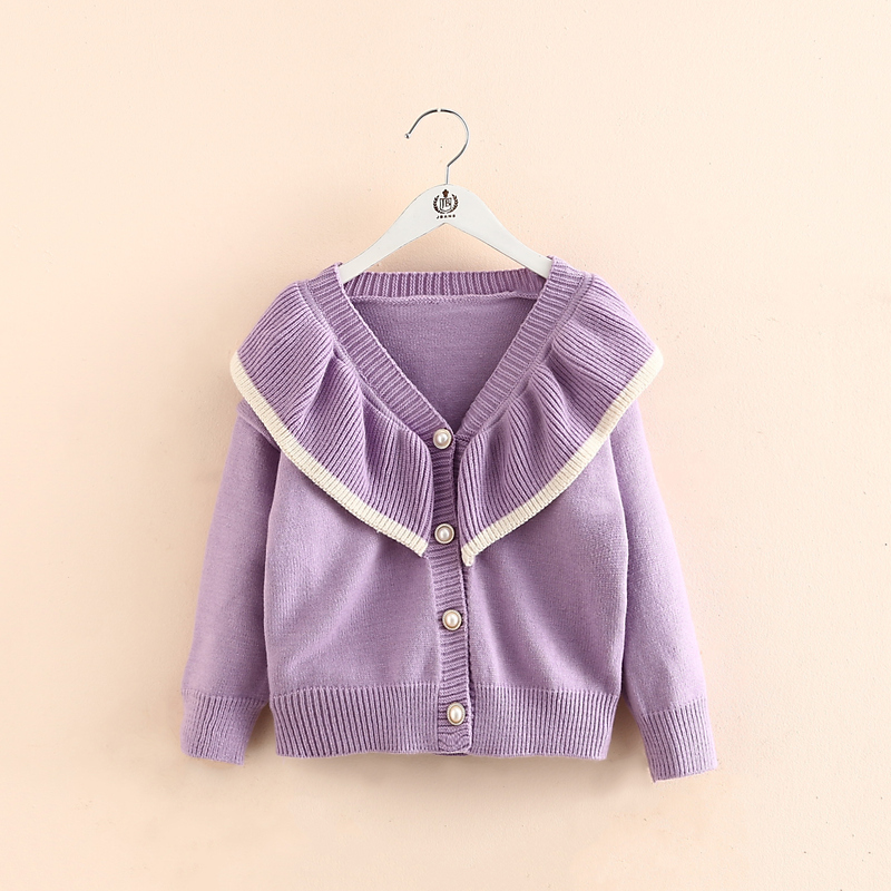 2022 Autumn Winter Spring 2 3 4 6 8 10 12 Years Child Baby V-Neck Knitted Jacket Long Sleeve Cardigan Sweaters For Kids Girl alx