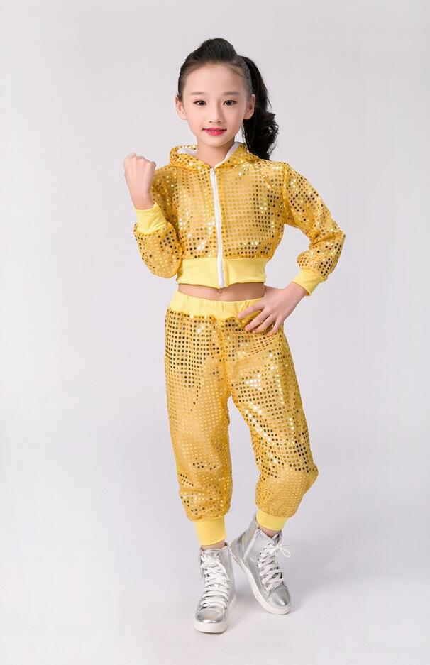 Children Sequins Jazz Dance Modern Cheerleading Hip Hop Costume For Kids Boy Girls Crop Top And Pant Performance Outfits Clothes alx