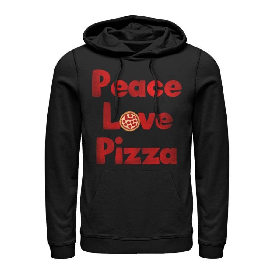 Lost Gods Men’s Peace Love Pizza  Lightweight Hoodie Black