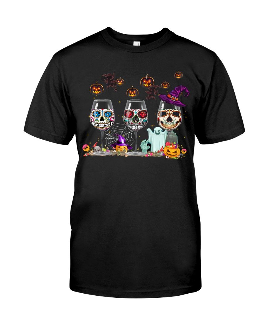 Three Glasses Of Wine Haloween Classic T-Shirt