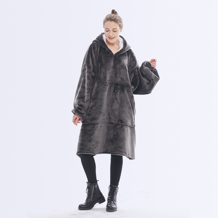 Winter Oversized Hoodie Blanket With Sleeves Sweatshirt Winter Fleece Hoody Women Pocket Female Hooded Sweat Oversize Femme alx