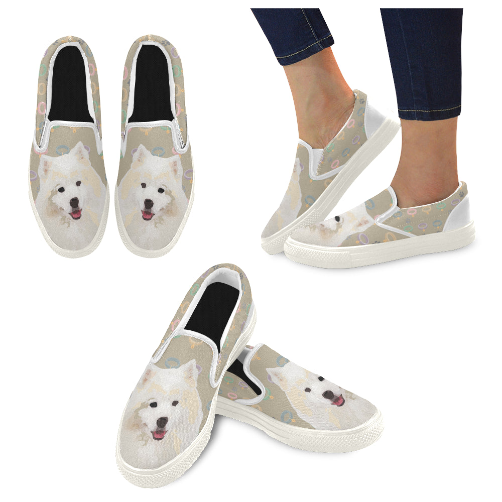 American Eskimo Dog White Women’s Slip-on Canvas Shoes