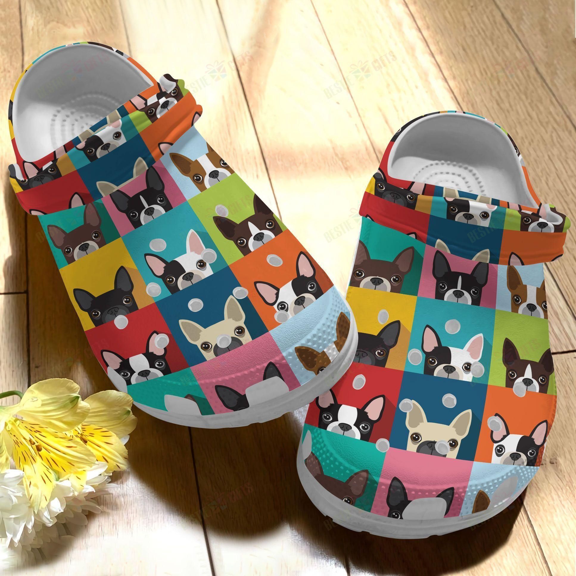 Boston Terrier Crocss Classic Clog Colorful Boston Terrier Shoes For