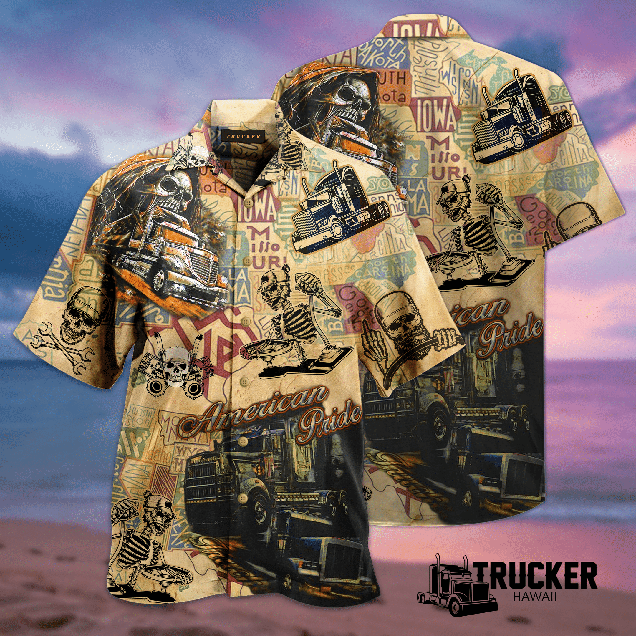 Amazing Trucks American Pride Unisex Hawaii Aloha Shirt Ha75236