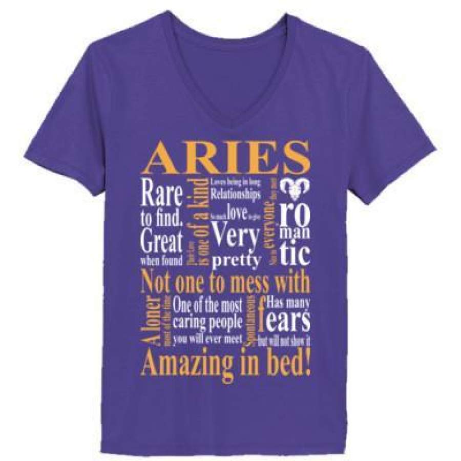 AGR Aries Not One To Mess With Amazing In Bed – Ladies’ V-Neck T-Shirt