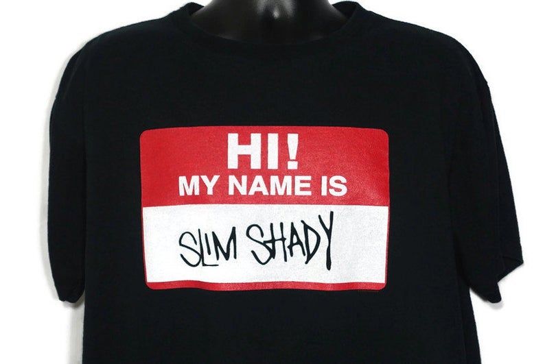 1999 Eminem Vintage T Shirt – Hi My Name Is Slim Shady 2 Sided Marshall Mathers 90s Rap Hip Hop Concert Vintage Band T-Shirt