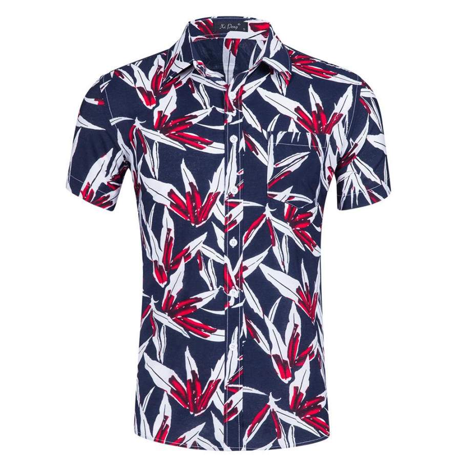 Printed Shirt For Man Fashion Short Sleeve Hawaiian Style Tops Ha63670