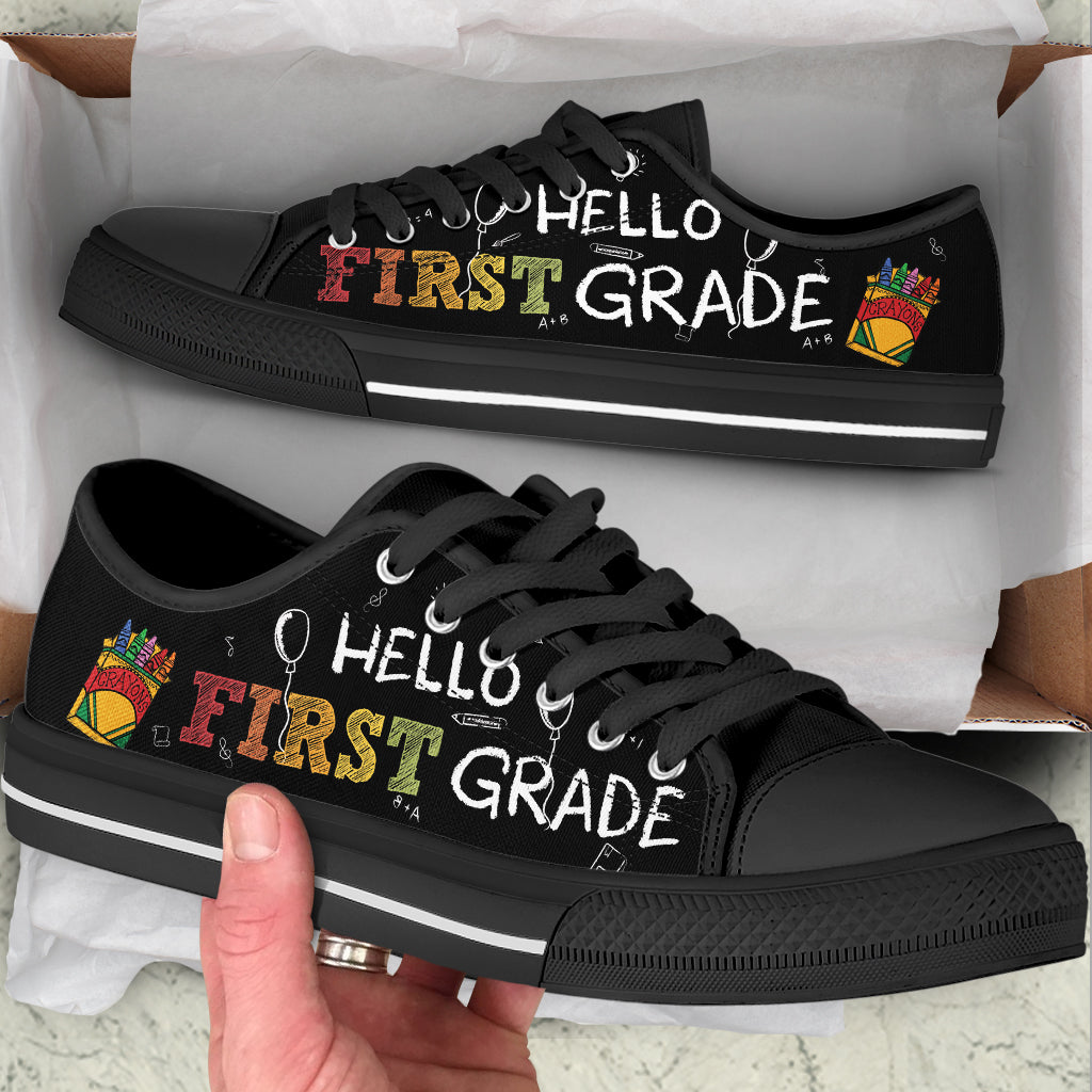 1St Grade Teacher Low Top Shoes Canvas Shoes School Shoes – Best Gift For Teacher Crayons Low Top