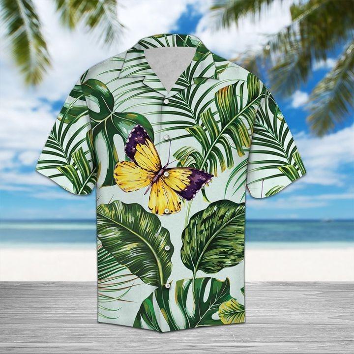 Butterfly Palm Hawaii Unisex Print Aloha Short Sleeve Casual Shirt Ha60251