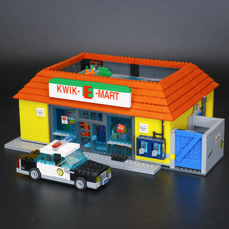 With MINI Figures Supermarket House And Kwik E Mart StreetView Building Blocks Bricks City Convenience Store Christmas Toy Gift alx