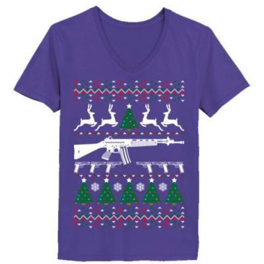 AGR AR 15 Ugly Christmas Sweater – Ladies’ V-Neck T-Shirt