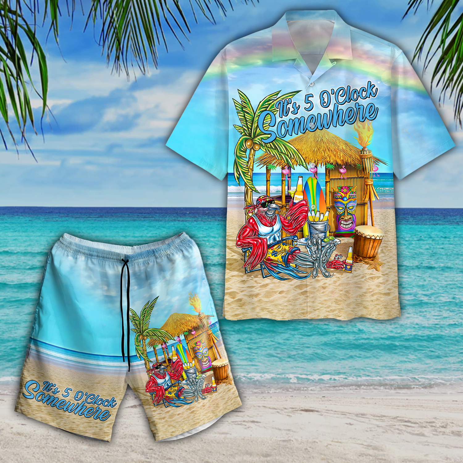 Famille Parrot Cool In Bar Beer On Beach Hawaii Shirt Ha105981