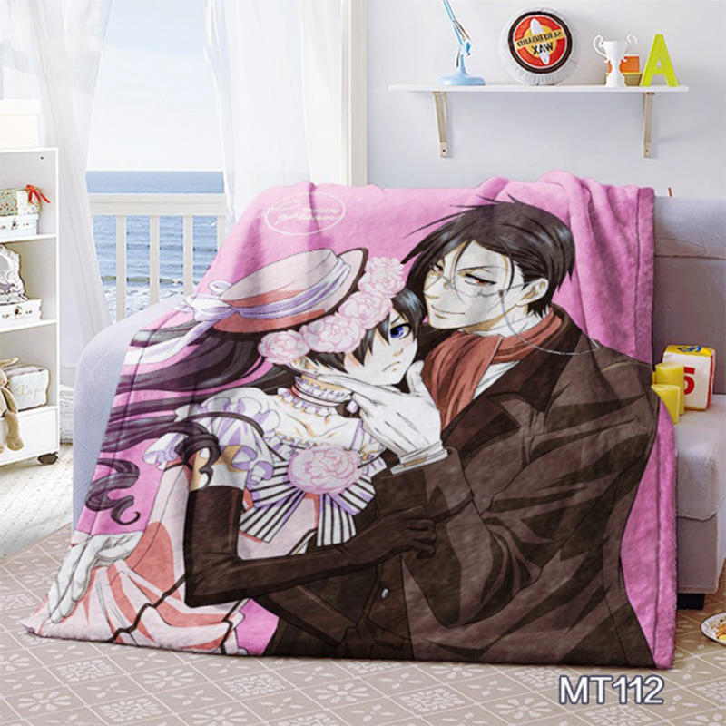 Anime Soft Flannel Plush Throw Blanket Bed Decoration Blankets Summer Kawaii Black Butler Blanket Customized Sleeping Thin Cover alx