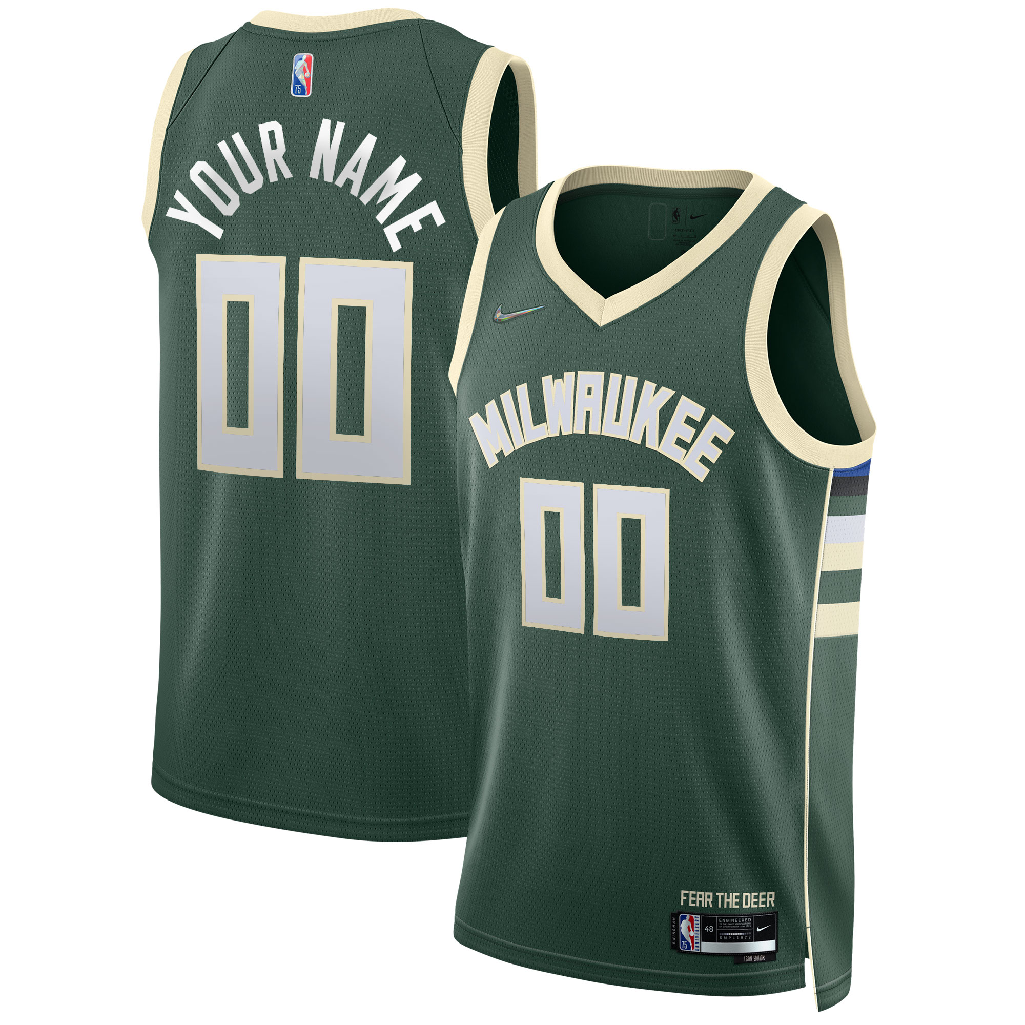 Milwaukee Bucks 2021/22 Diamond Swingman Custom Jersey – Icon Edition – Hunter Green