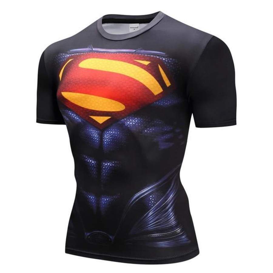 Superman Tshirts Men Compression Shirts