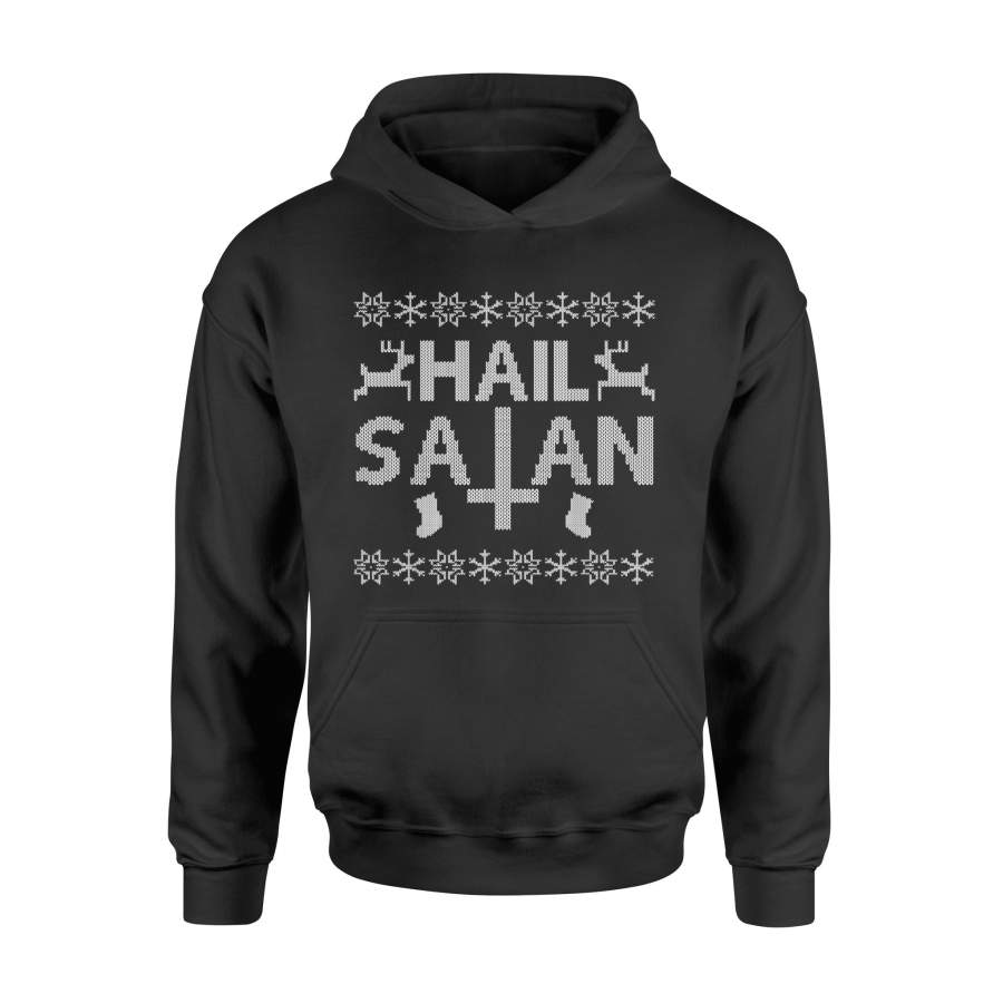 Ugly Sweater Holiday Party T-Shirt – Hail Satan – Standard Hoodie