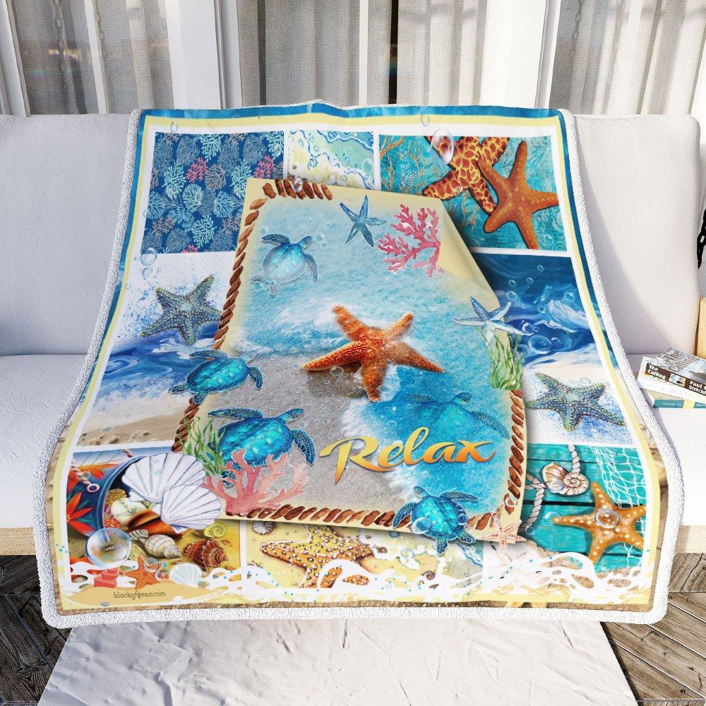 Beautiful Beach Relax Turtle Starfish Blanket Gift For Friend Family Birthday Gift Home Decor Bedding Couch Sofa Soft And Comfy Cozy