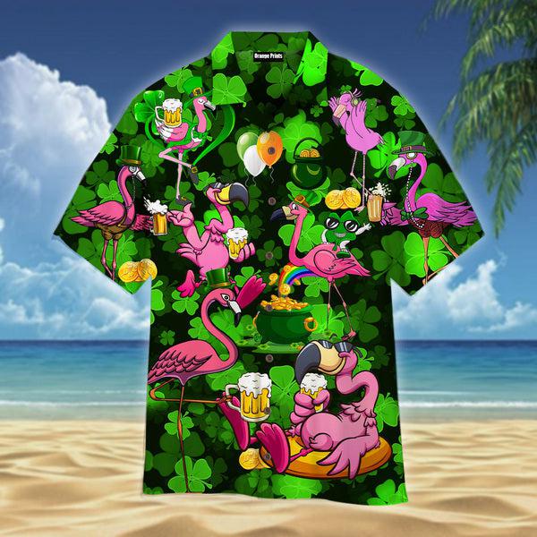 Flamingos Drink Beer St Patricks Day Hawaii Shirt For Men Women Ha54434