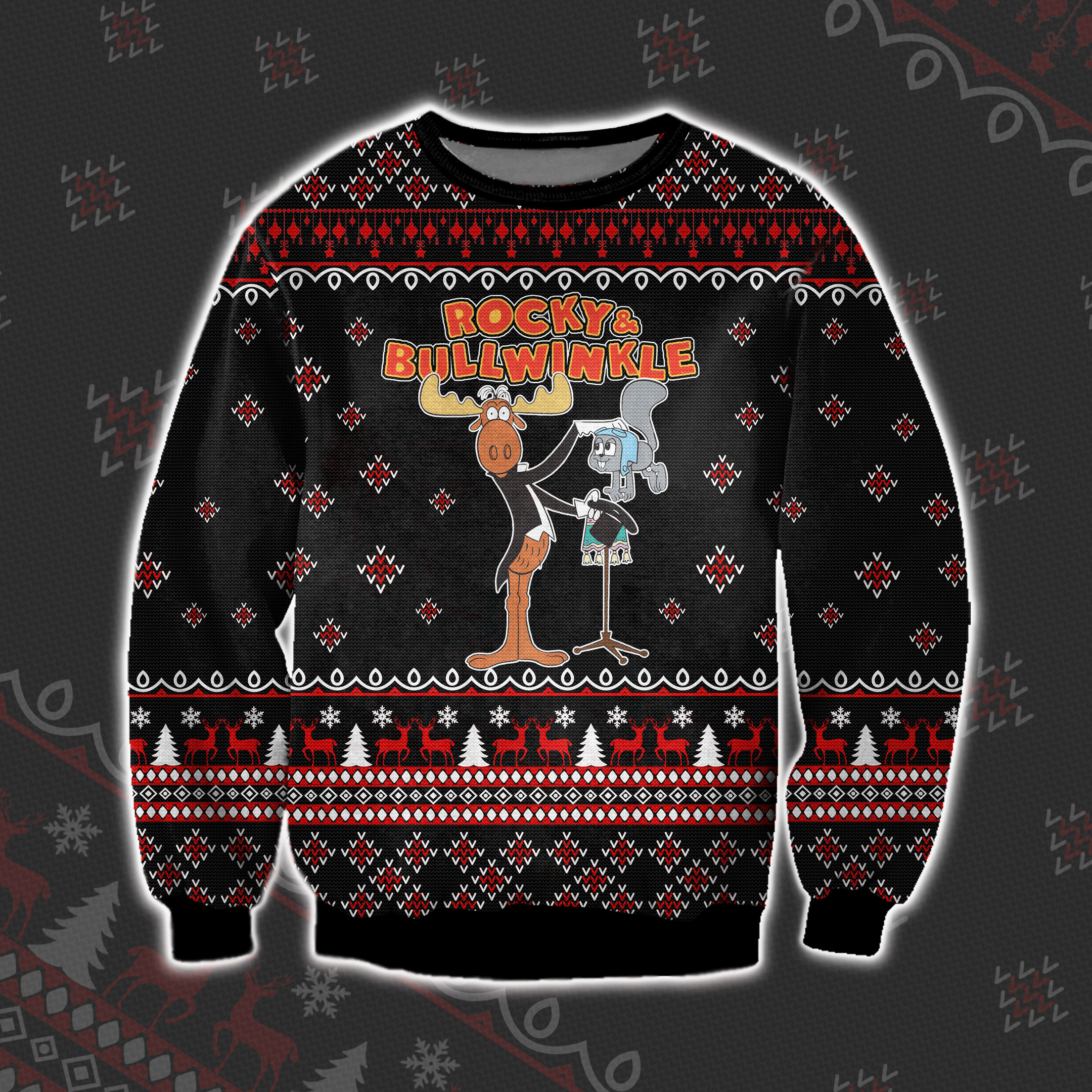 Rocky And Bullwinkle Ugly Christmas Sweater