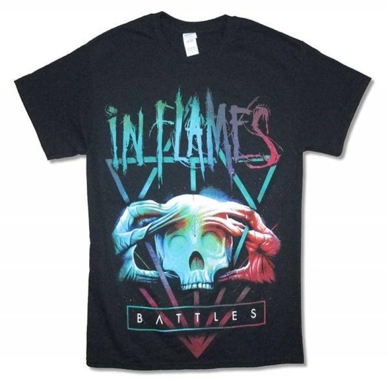 In Flames Skull Tour Mens Black Cotton T Shirt