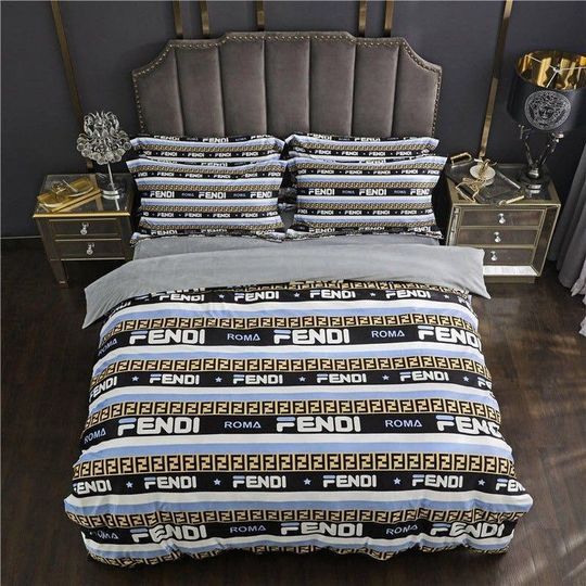 Fendi Roma Bedding Sets Duvet Cover Bedroom Luxury Brand Quilt Bedding Set