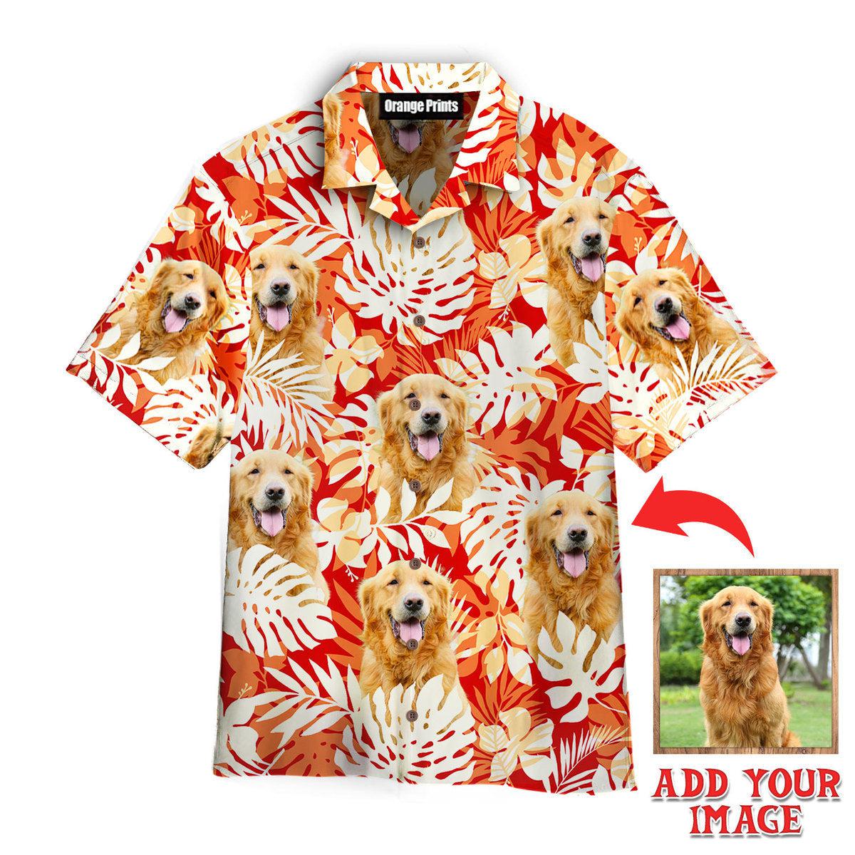 Love Golden Retriever Tropical Custom Photo Hawaii Shirt For Men Women Ha53106