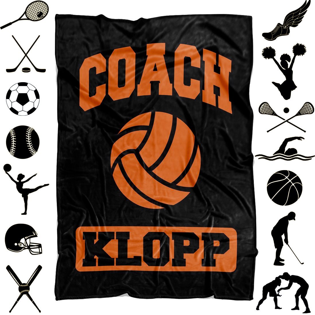 Personalized Name Blanket Coach Gifts Customize with 15 Sports Blanket