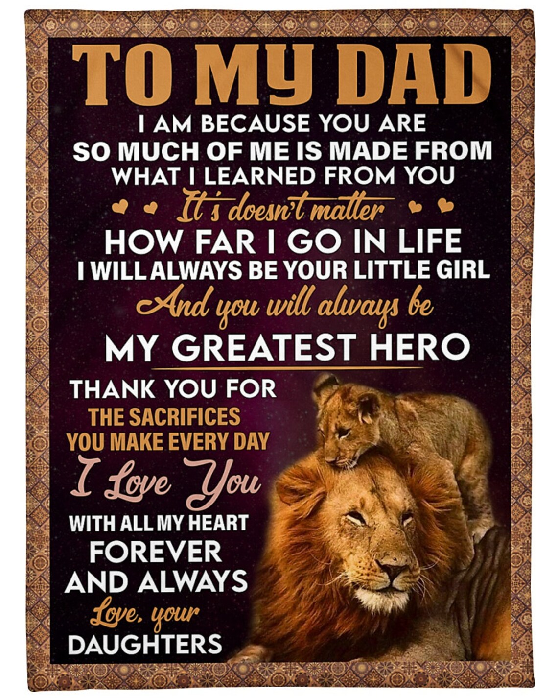 To My Father Thank You For The Sacrifices You Make Everyday Fleece Blanket Gift For Family,Birthday,Parents,Dad Gift Home Decor Bedding Couch Sofa Soft And Comfy