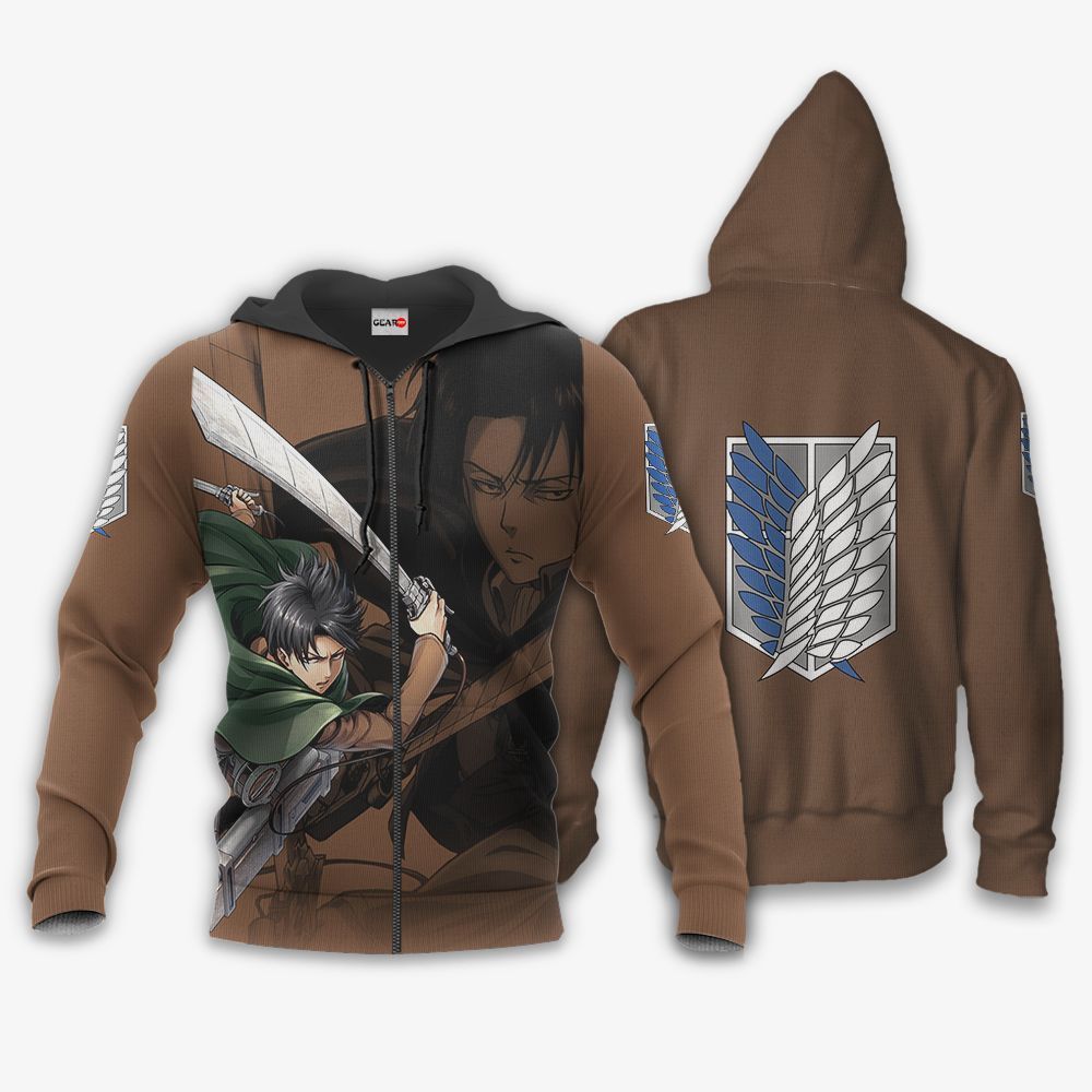 AOT Levi Ackerman Hoodie Shirt Attack On Titan Anime Zip Jacket