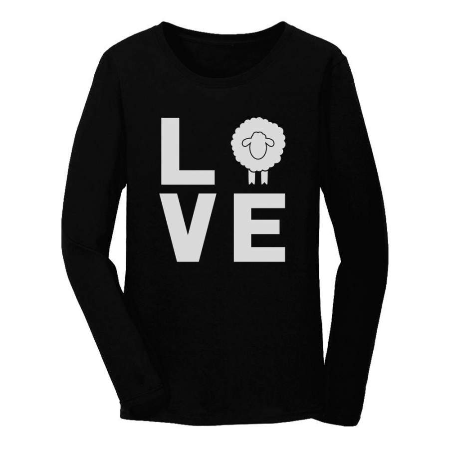 Animal Lovers Novelty Gift Idea – Love Sheep Statement Women Long Sleeve T-Shirt