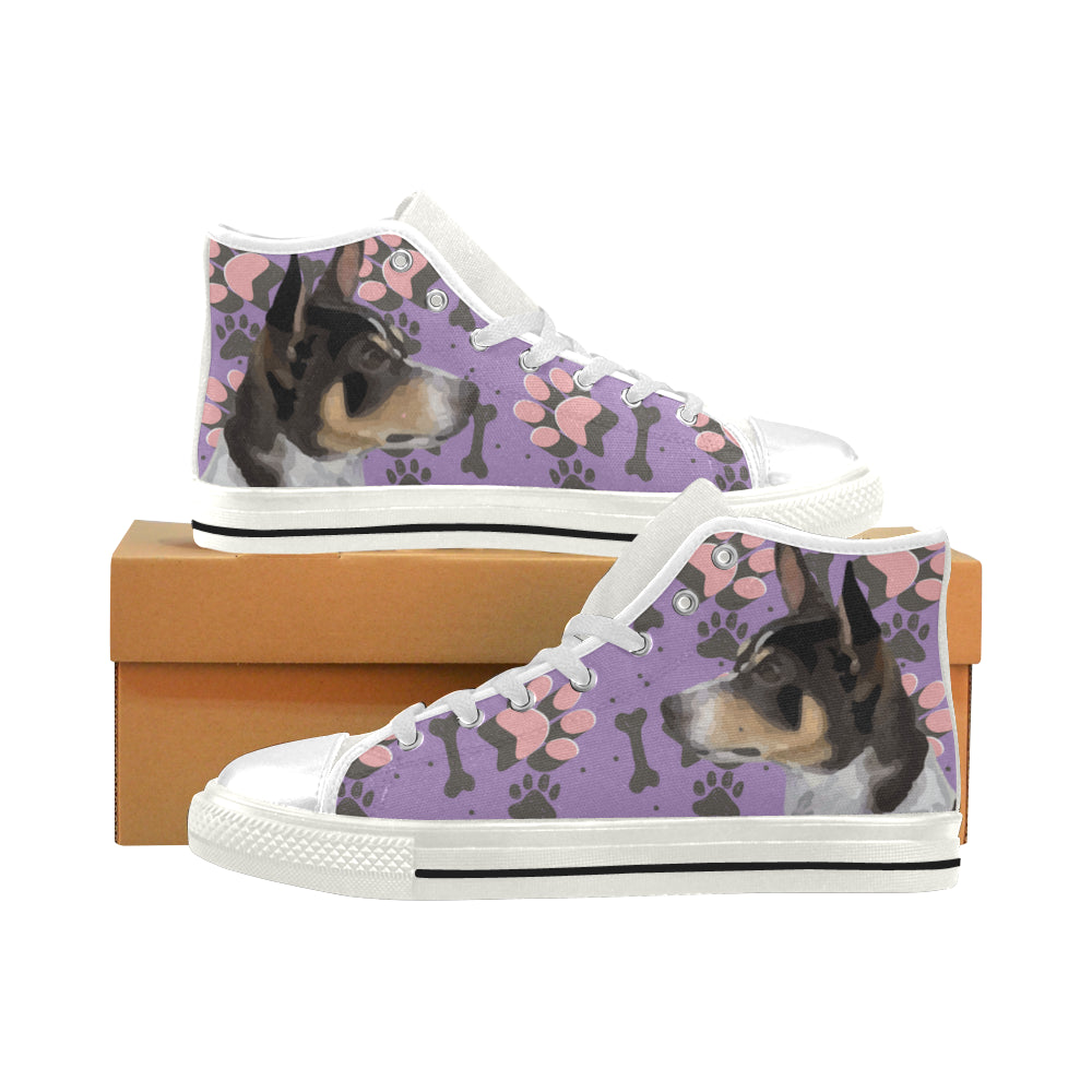 Rat Terrier White Men’s Classic High Top Canvas Shoes