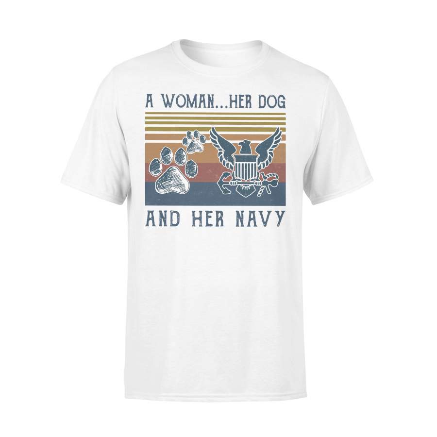 A Woman Her Dog And Her Navy Vintage T-shirt