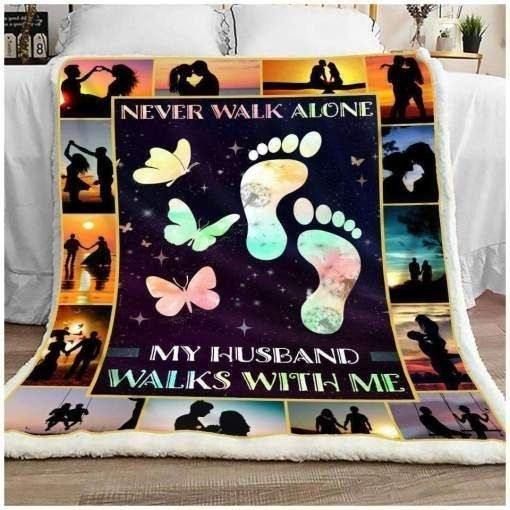 Butterfly My Husband Walks With Me – Best Idea Gift For Dad, Gift For Home Decor, Gift For Family  – Fleece Blanket