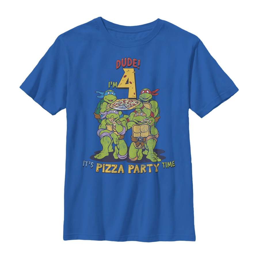 Teenage Mutant Ninja Turtles Boy’s 4th Birthday Pizza Party  T Shirt