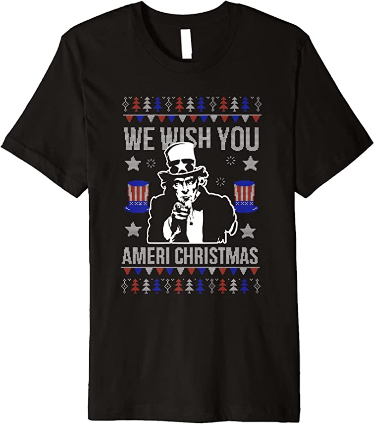 We Wish You Ameri Christmas Funny America USA Ugly Christmas Premium T-Shirt