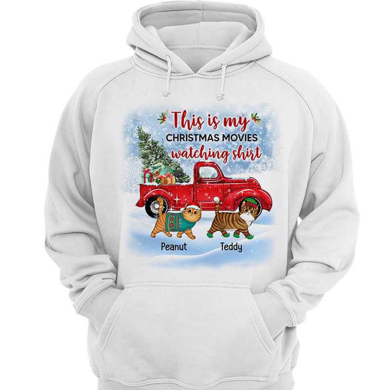 My Christmas Movie Watching Hoodie Sweatshirt Fluffy Cats Personalized Hoodie Sweatshirt