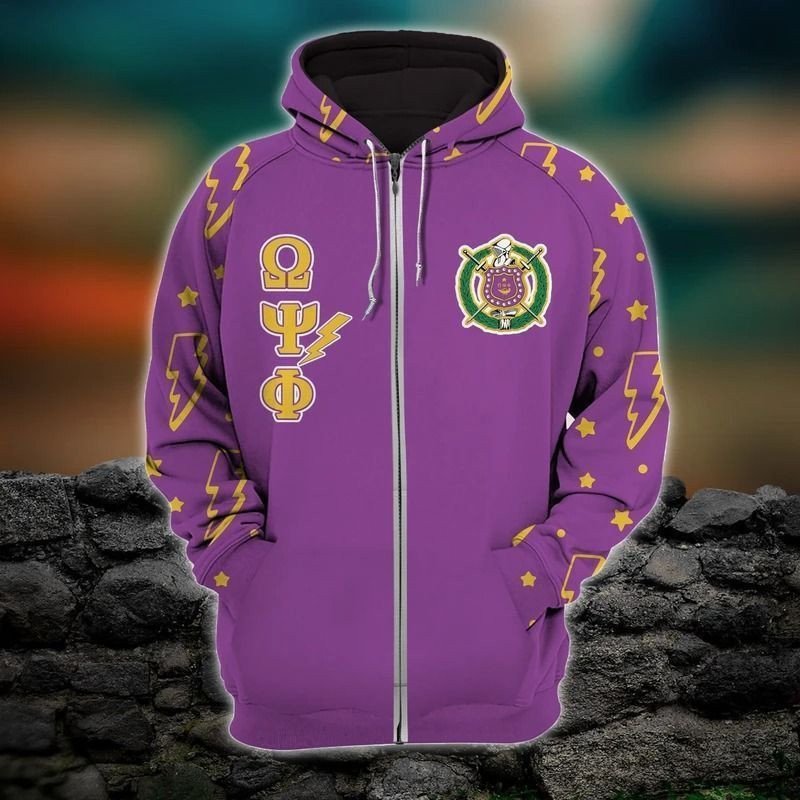 Fraternity Hoodie – Pearl Omega Psi Phi Hand Sign Zip Hoodie