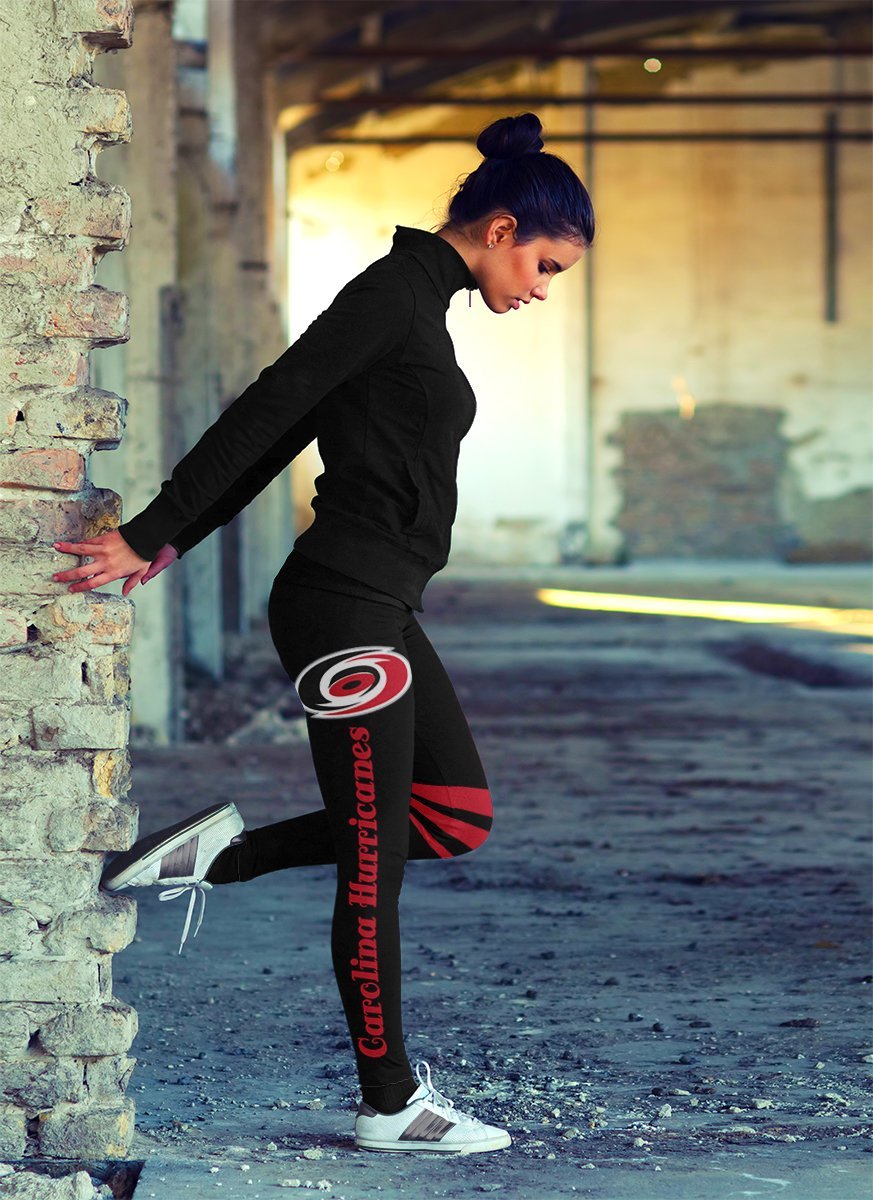 Through Logo Spread Body Striped Circle Carolina Hurricanes Leggings