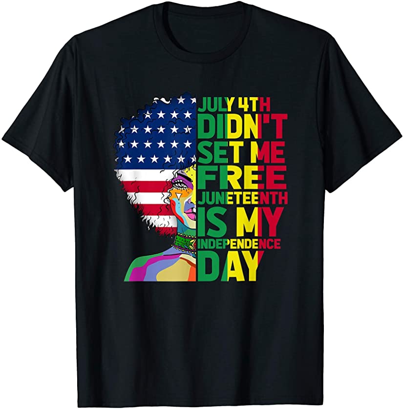 Juneteenth Dashiki American Flag Black Women Independence T-Shirt