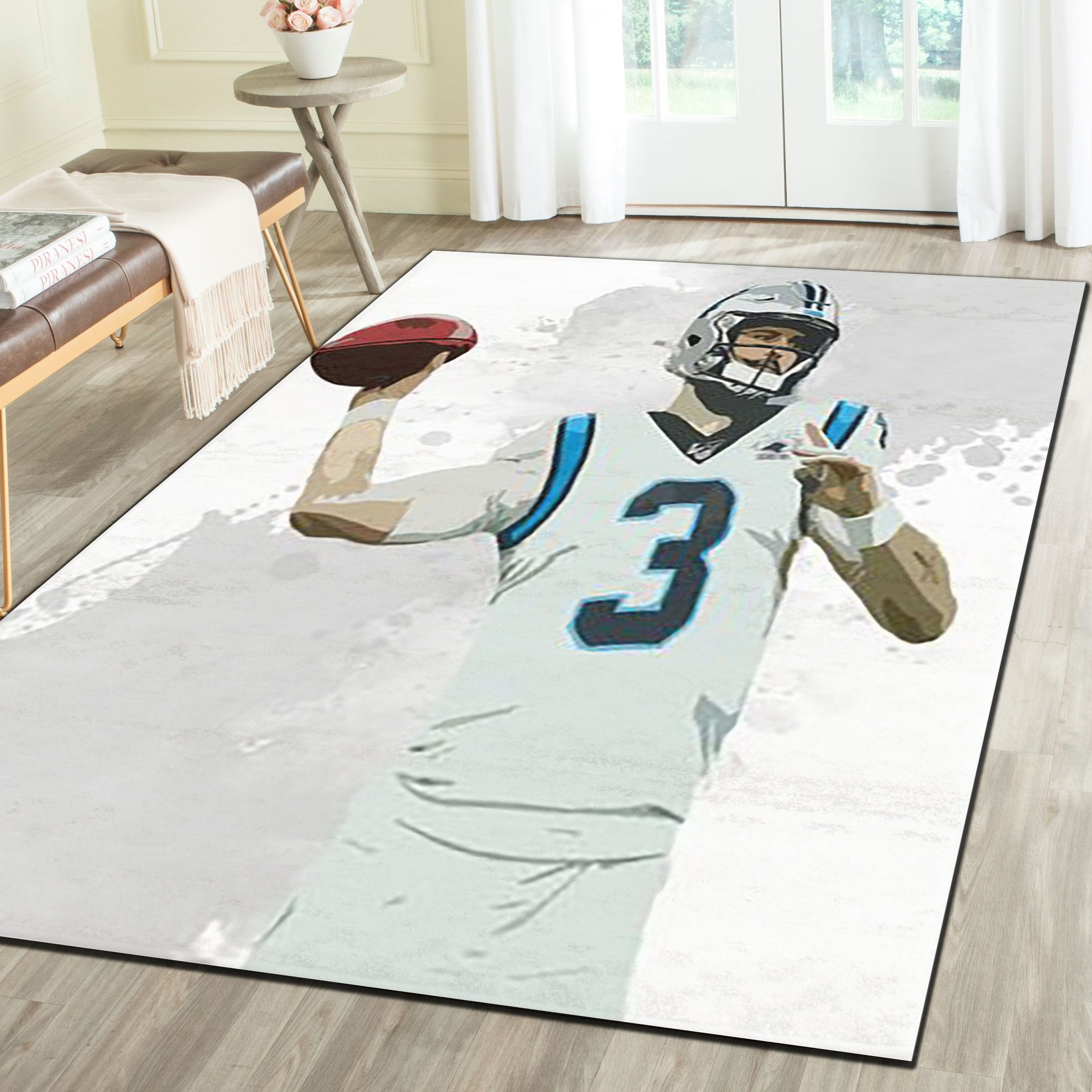 Carolina Panthers Area Rugs, Football Team Living Room Carpet, Sports Floor Mat