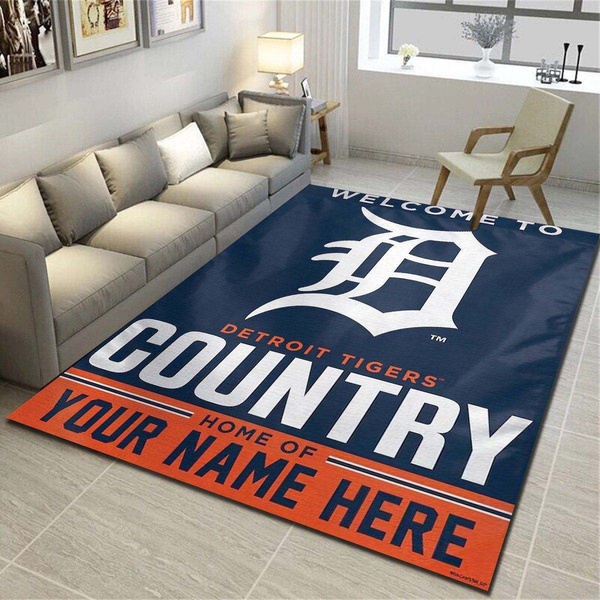 Detroit Tigers Personalized Rug, Living Room Bedroom Carpet, Customized Floor Mat