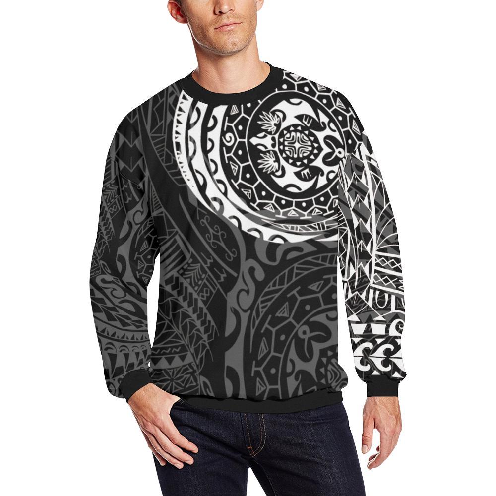 Polynesian Tattoo Style Sweatshirt White (Knitted Long-Sleeved Sweater ...