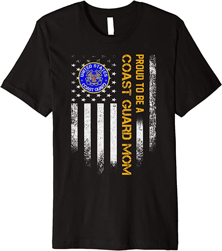 Vintage USA American Flag Proud To Be A Coast Guard Mom Gift Premium T-Shirt