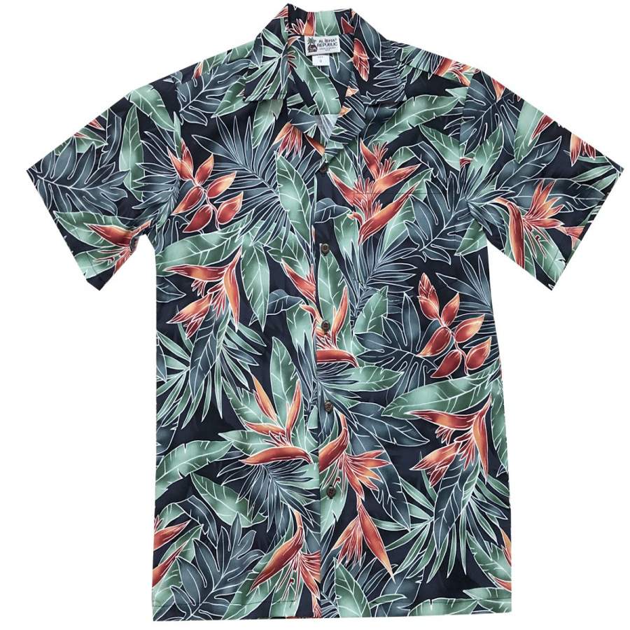 Hanging Heliconia Black Hawaii Shirt Ha83308