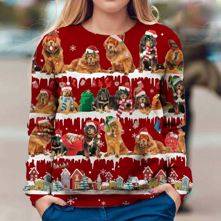 Tibetan Mastiff – Snow Christmas – Premium Dog Christmas Ugly Sweatshirt, Dog Ugly Sweater