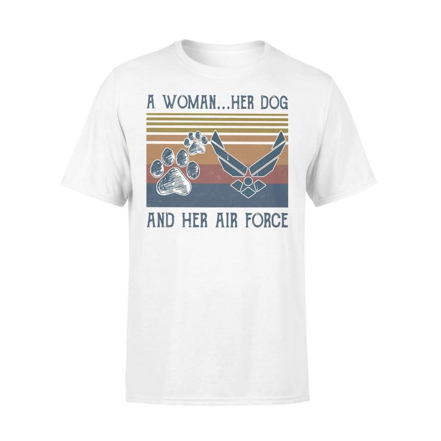 A Woman Her Paw Dog And Her Air Force Vintage Retro T-shirt