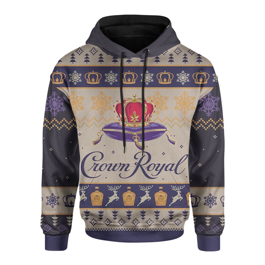 Alohazing 3D Crown Royal Ugly Christmas Hoodie